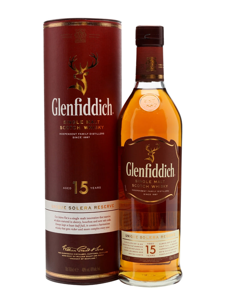 Glenfiddich 15 yr Unique Solera Reserve Whiskey 750ml