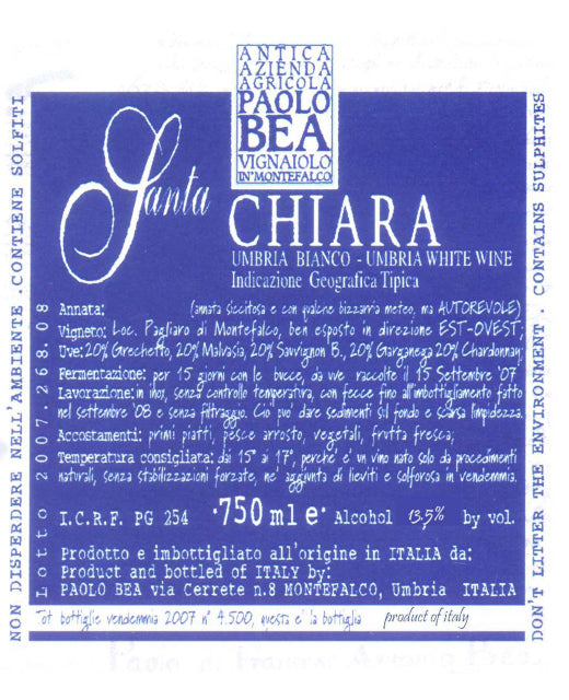 2018 Bea, Paolo - Umbria IGT Bianco Santa Chiara