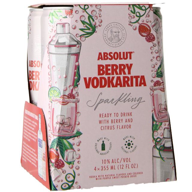 Absolut Berry Vodkarita RTD Cocktail 4pk
