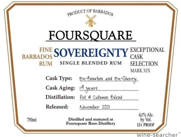 Foursquare Mark XIX "Sovereignty" Single Blended Rum 750ml