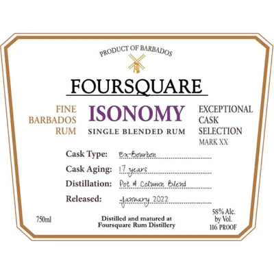 Foursquare Mark XX Isonomy Single Blended Rum 750ml