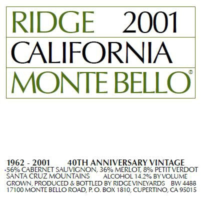 2001 Ridge Cabernet Sauvignon Monte Bello