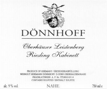 2021 Donnhoff Kabinett Oberhauser Leistenberg