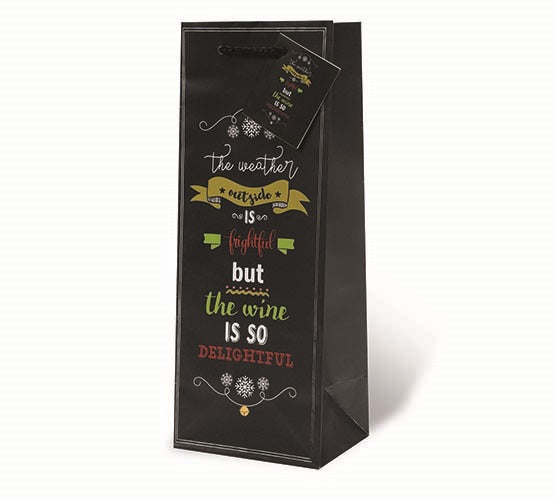 Gift Bag The weather outside(black) fits 750ml or 1L bottle