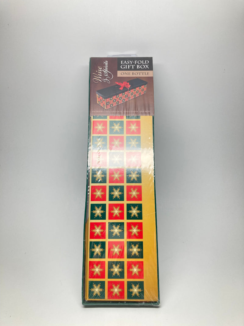 Gift Box Christmas Snow Flakes easy fold box fits one 750ml bottle
