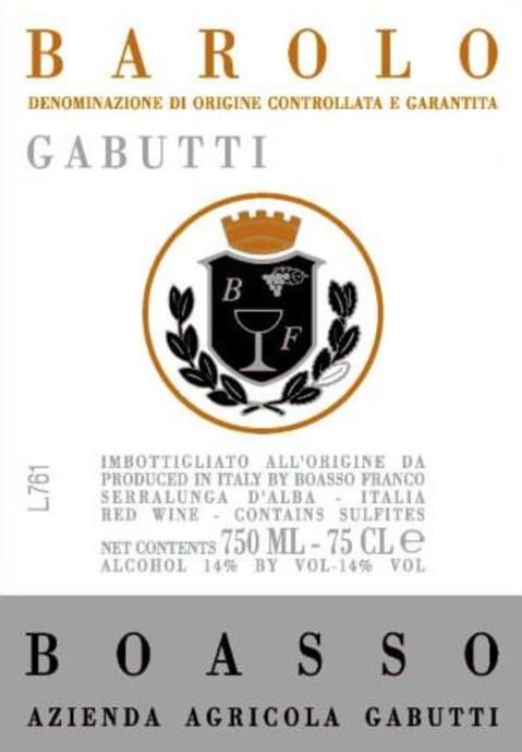 2019 Boasso Barolo Gabutti