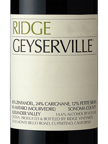 2021 Ridge -  Alexander Valley Geyserville Red