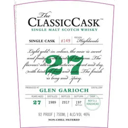 Glen Garioch The Classic Cask 27 yr (dist.1989) Single Malt Whiskey 750ml