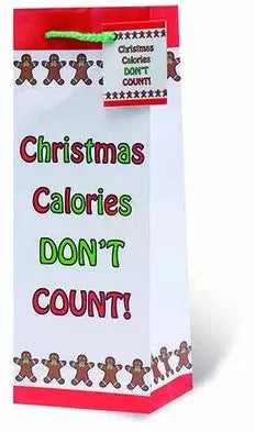 Gift Bag Christmas Calories don't count fits 750ml or 1L bottle
