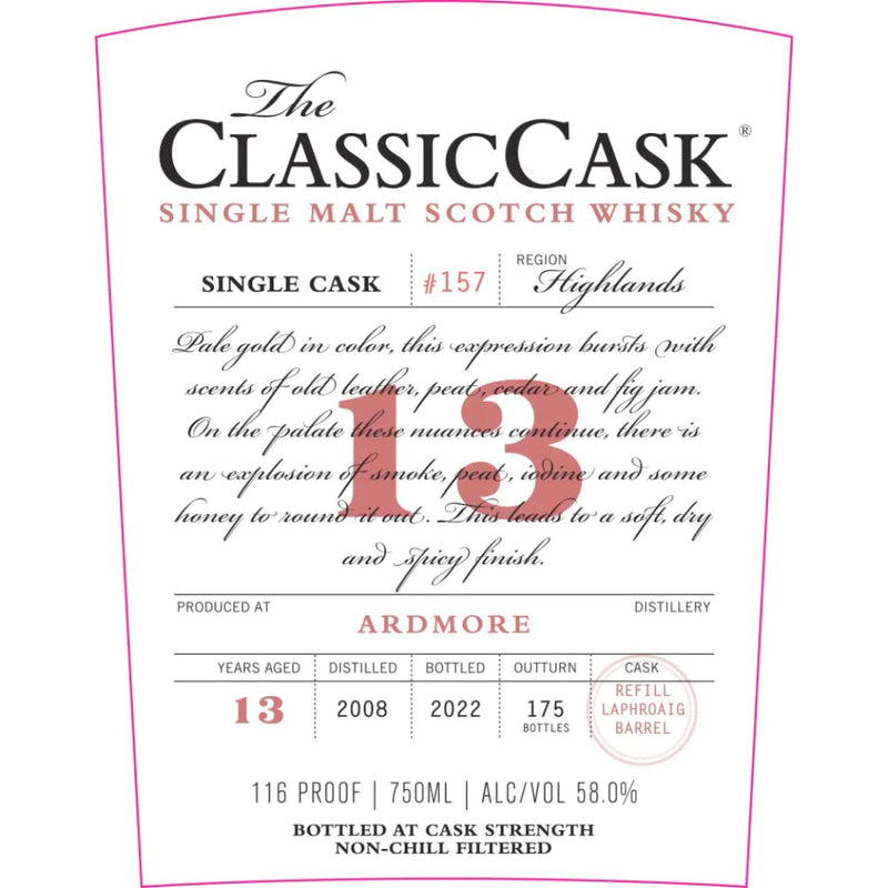Ardmore Classic Cask 13 yr (dist. 2008) Laphroaig Finish Cask Whiskey 750ml