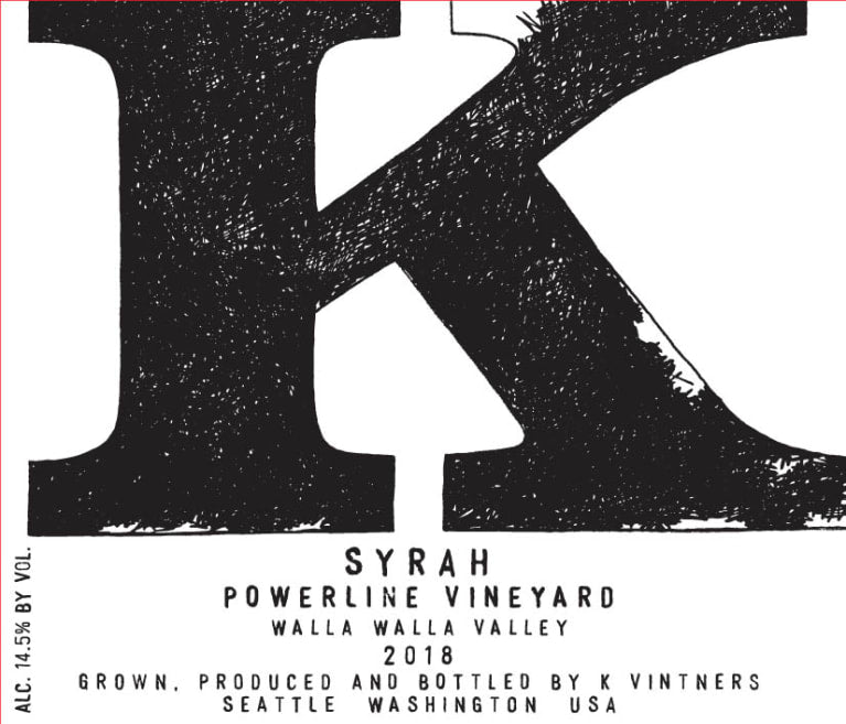 2018 K Vintners - Syrah Columbia Valley Powerline Estate Vineyard
