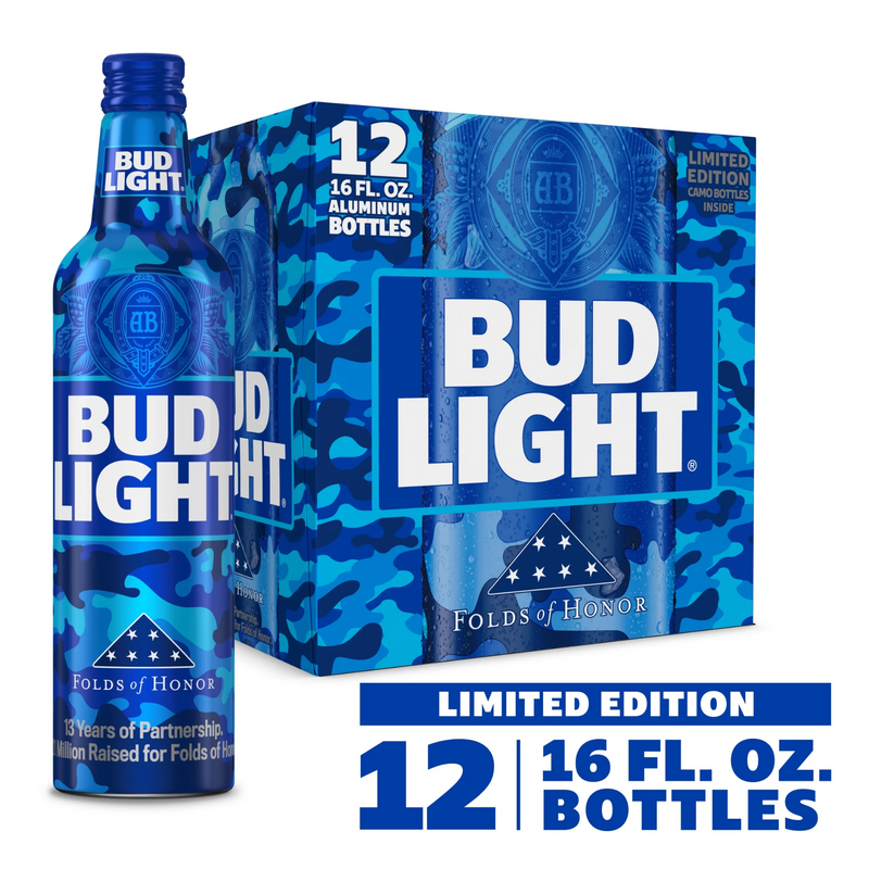 Bud Light Folds of Honor 12pk 160z aluminum bottle