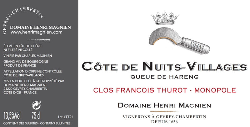 2022 Henri Magnien - Cote de Nuits Villages Clos F. Thurot