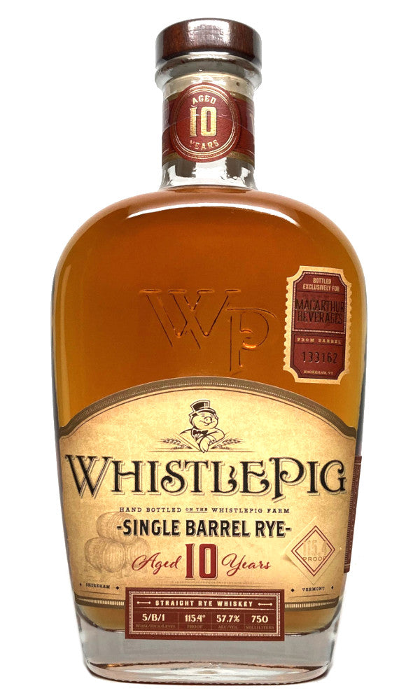 WhistlePig 10 yr MacArthur Single Barrel #133162 Store Pick Whiskey 750ml