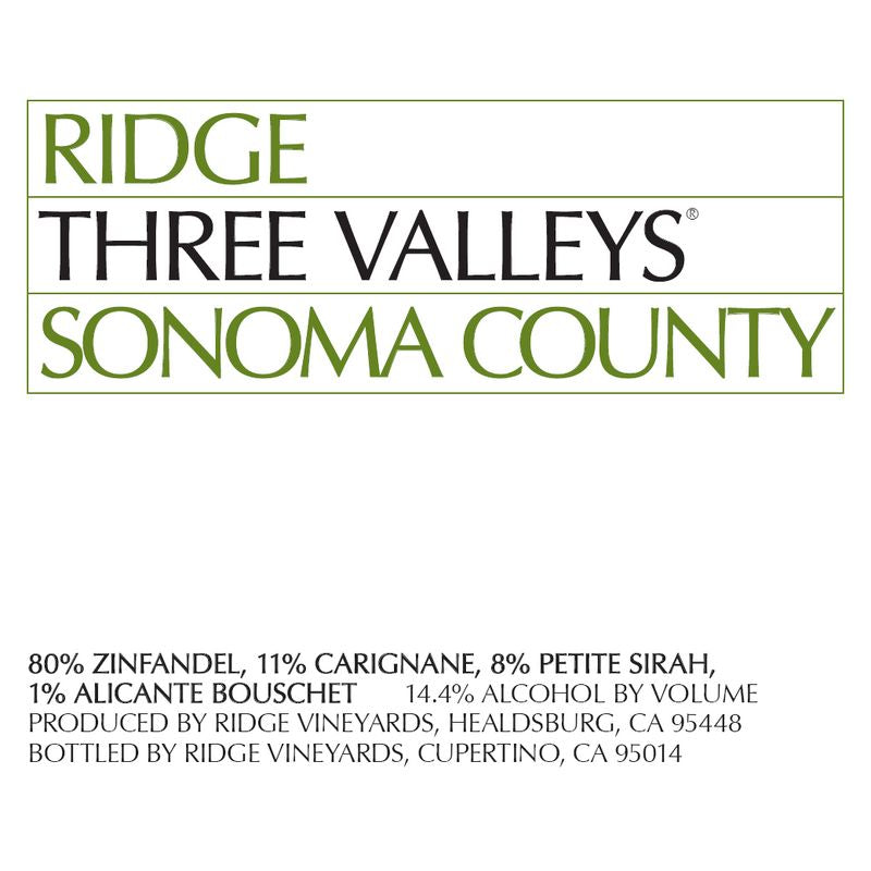 2021 Ridge - Zinfandel California Three Valleys