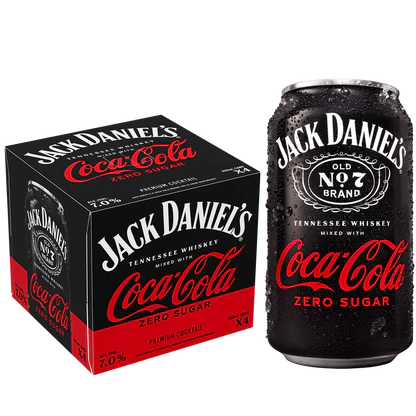 Jack Daniel's & Coke ZERO RTD Cocktail 4pk