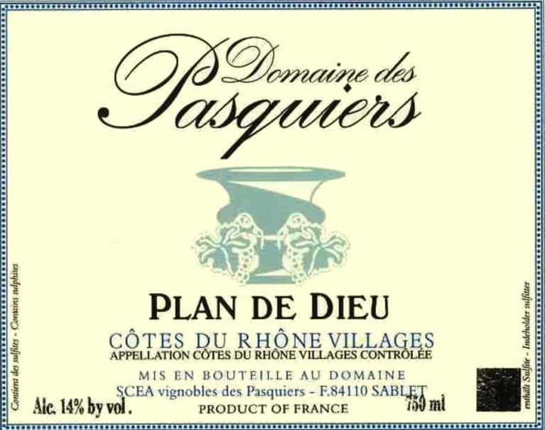 2022 Domaine des Pasquiers - Cotes du Rhone Villages Plan de Dieu