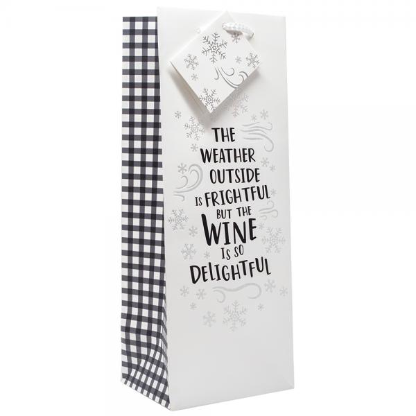 Gift Bag The weather outside(white) fits 750ml or 1L bottle