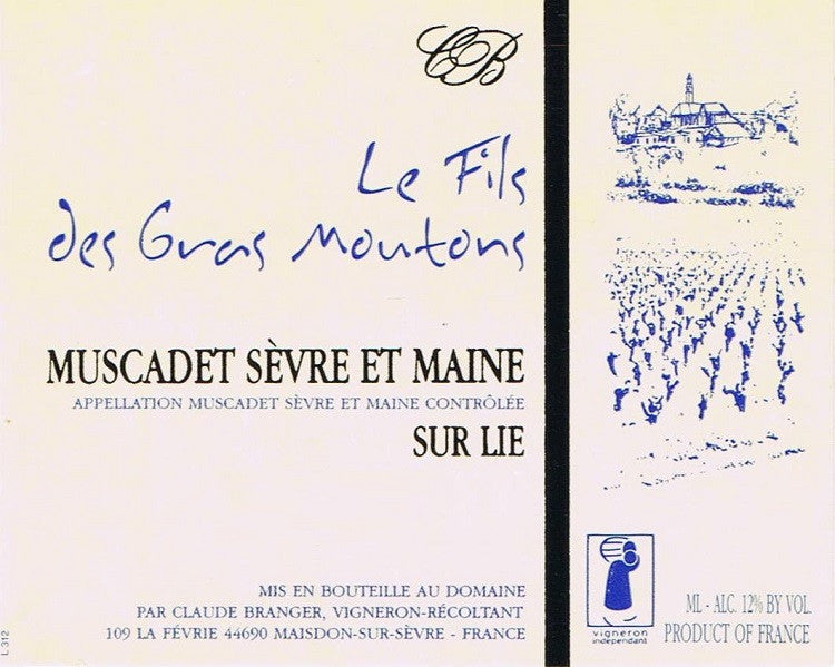 2022 Branger - Muscadet Terroirs Les Fils des Gras Moutons HALF BOTTLE (375ml)