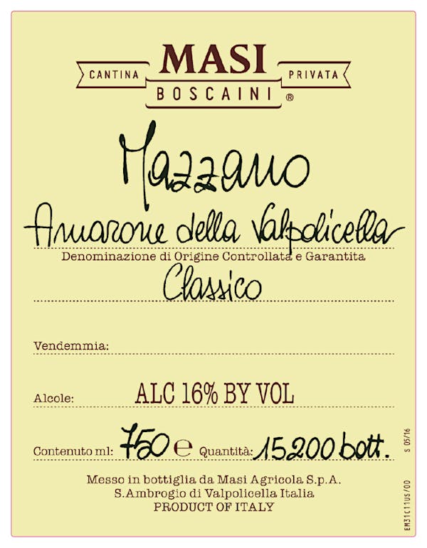 2016 Masi - Amarone della Valpolicella DOCG Mazzano (750ml)
