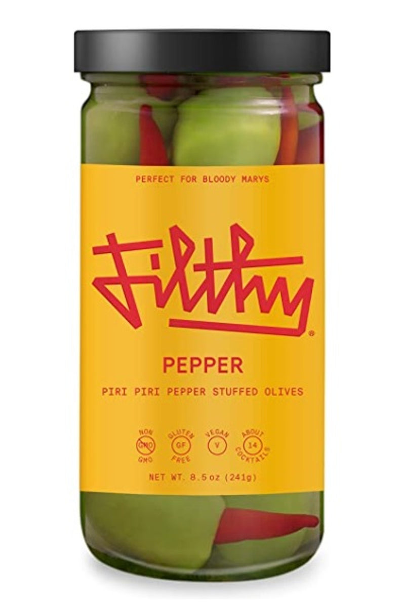 Filthy Food Pepper piri piri pepper sutuffed olives 8.5oz jar