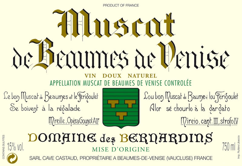 2025 Domaine des Bernardins - Muscat Beaumes de Venise HALF BOTTLE (375ml)