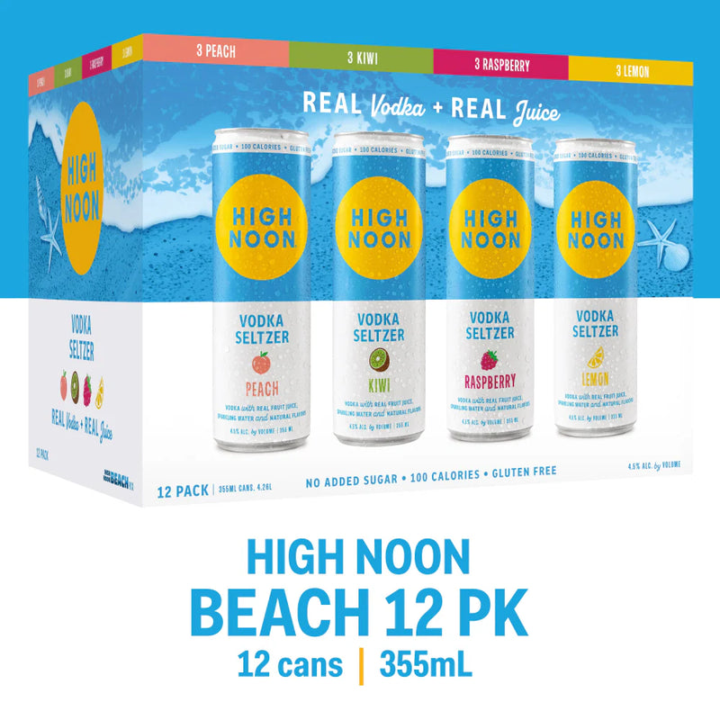 High Noon Vodka Hard Seltzer Beach Variety Pack 12pk
