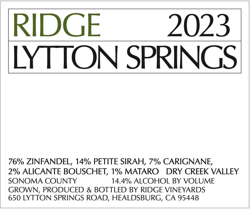 2023 Ridge - Zinfandel Dry Creek Valley Lytton Springs (750ml)