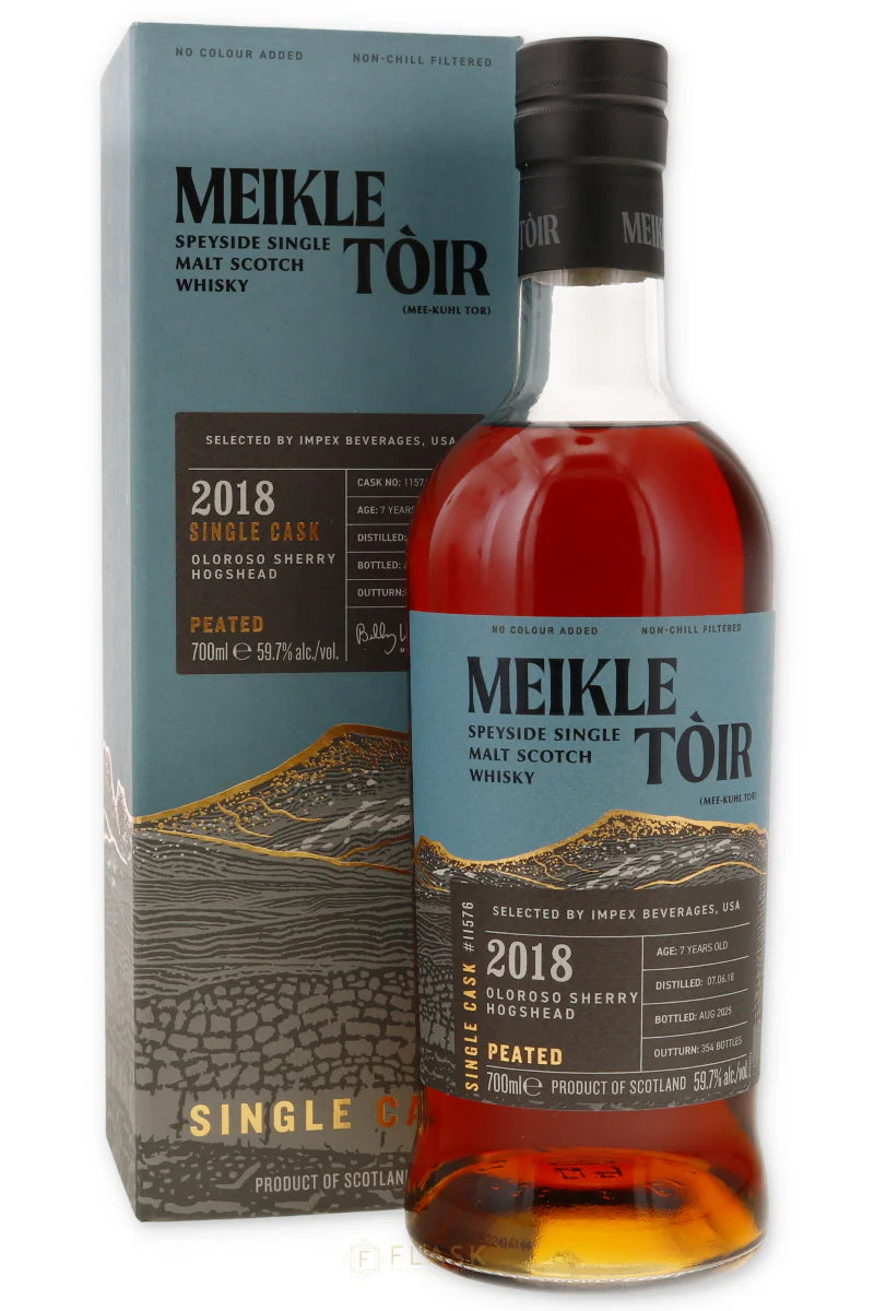 Meikle Toir 7 yr 2018  Oloroso Sherry Hogshead Peated Single Malt Whiskey 700ml