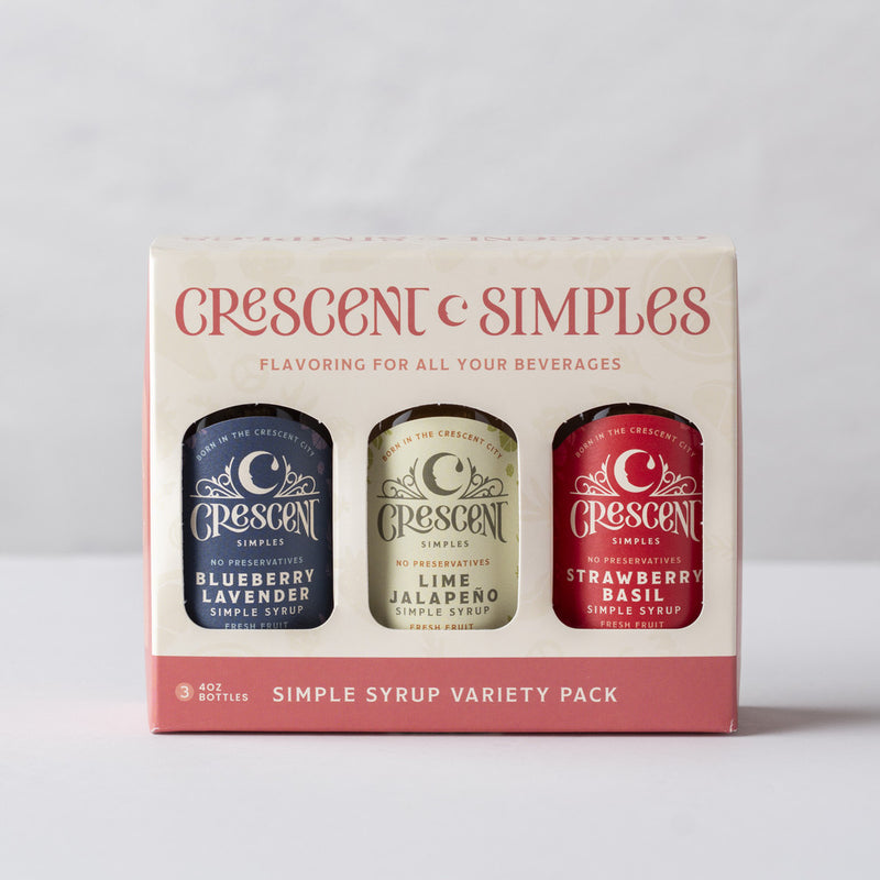 Crescent Simples Bestsellers 3pk Blueberry Lavender Lime Jalapeno Strawberry Basil 4oz glass bottles
