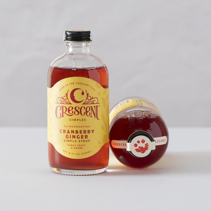 Crescent Simples Cranberry Ginger Simple Syrup Fresh Fruit & Herbs 8oz glass bottle