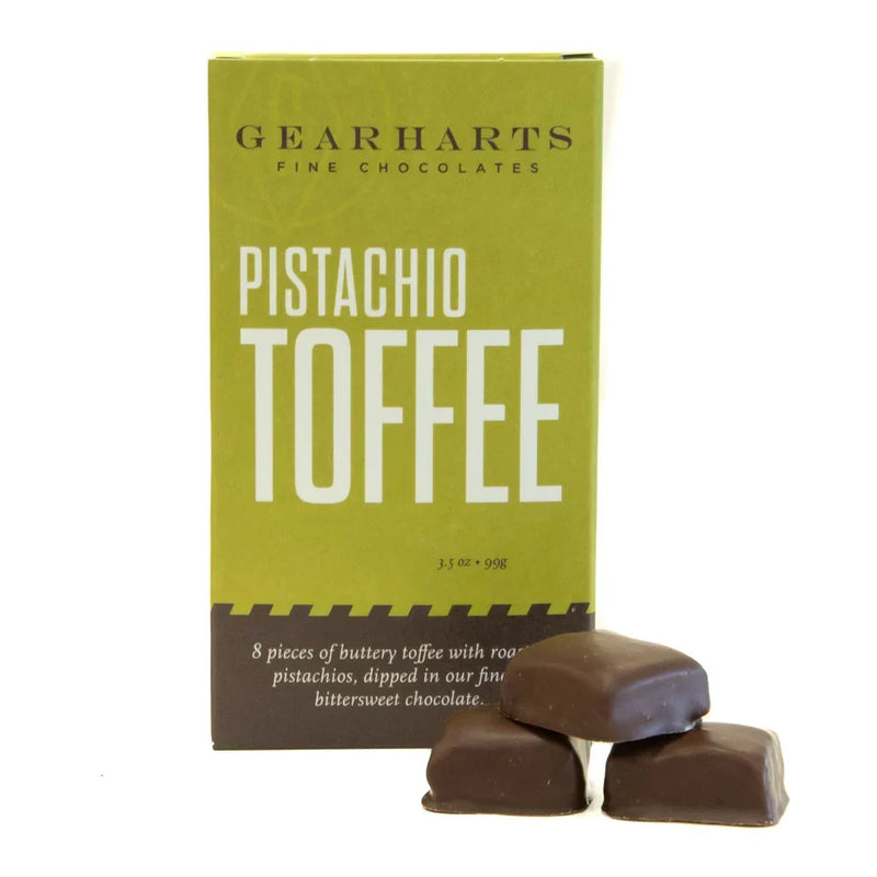 Gearharts Fine Chocolates - Chocolate Dipped Pistachio Toffee 3.5oz box
