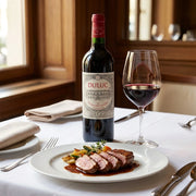 2016 Chateau Duluc de Branaire - St. Julien (750ml) | Create an ultra-photorealistic commercial photograph featuring the uploaded 2016 Chateau Duluc de Branaire - St.