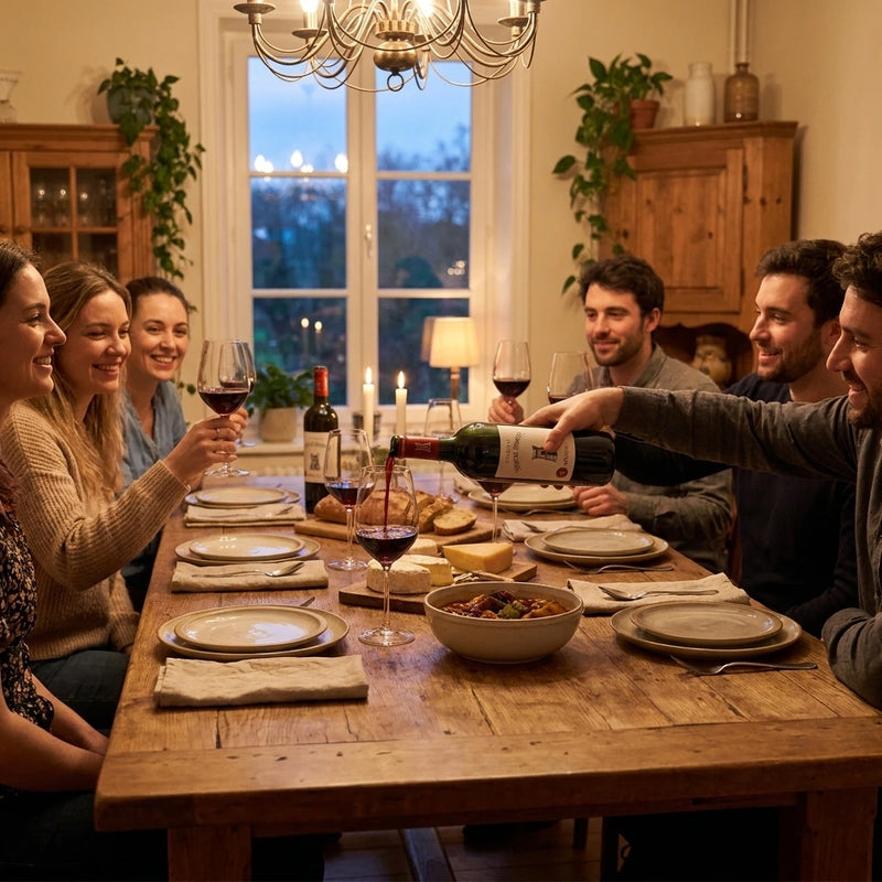 2016 Chateau Tour St. Bonnet - Medoc (750ml) | This wine being shared with friends around a dinner table.