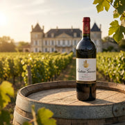 2022 Chateau Giscours - Margaux (750ml) | Create an ultra-photorealistic commercial photograph featuring the uploaded 2022 Chateau Giscours - Margaux (750ml) in the provided image as the sole product an