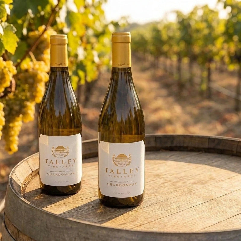 2023 Talley - Chardonnay Estate San Luis Obispo (750ml) | This wine at Talley vineyards with the vines in the background.