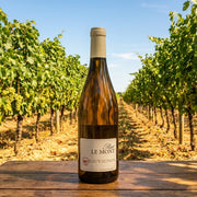 2024 Foucher-Lebrun - IGP Val de Loire Sauvignon Petit Le Mont (750ml) | This wine in a vineyard in summer. make the image of the bottle on the background more photorealistic.