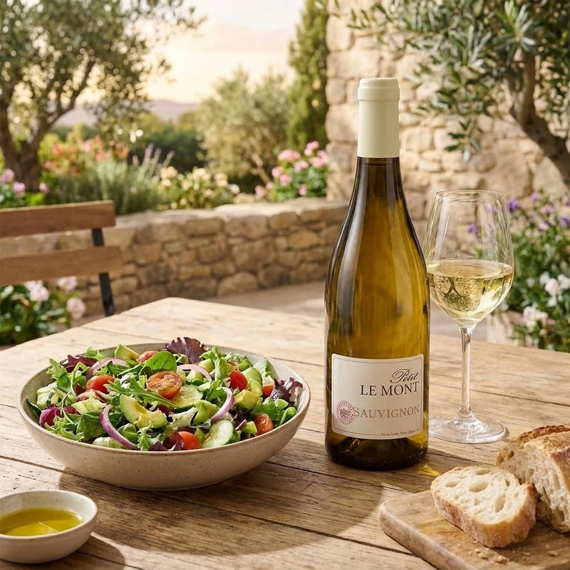 2024 Foucher-Lebrun - IGP Val de Loire Sauvignon Petit Le Mont (750ml) | This wine served with a salad. Change the background.