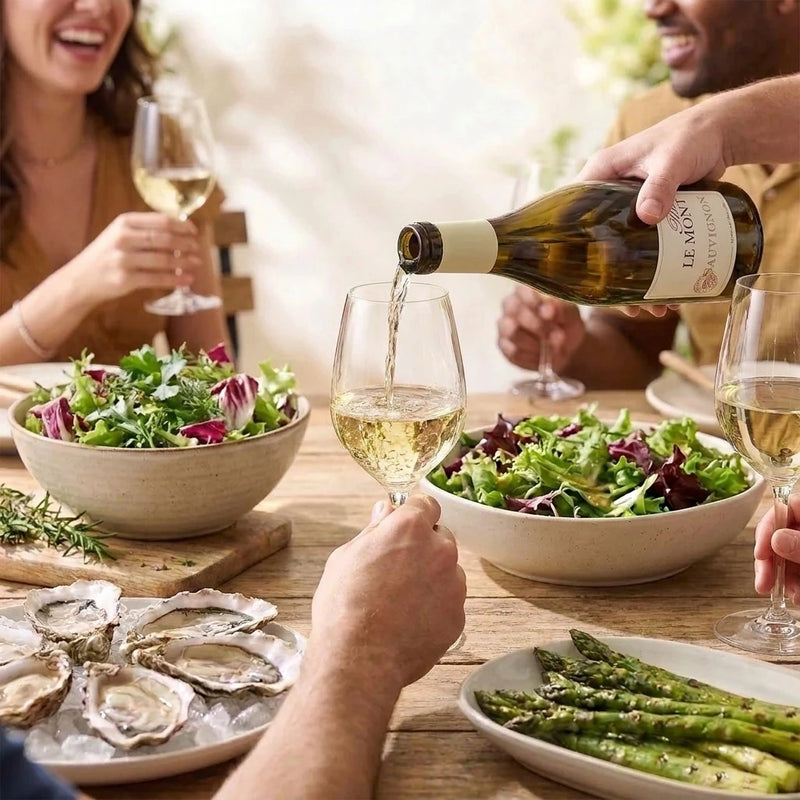 2024 Foucher-Lebrun - IGP Val de Loire Sauvignon Petit Le Mont (750ml) | This wine being shared with friends at a casual gathering in summer remove the bottle on the table.