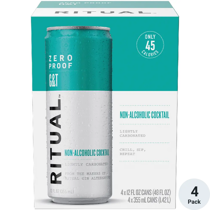 Ritual Zero Proof Gin + Tonic Non-Alcoholic Cocktail 4pk 12oz cans