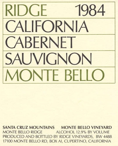 1984 Ridge Cabernet Sauvignon Monte Bello (750ml)