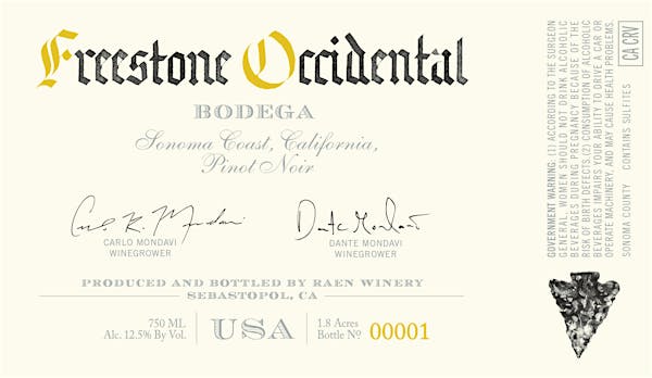 2023 RAEN - Pinot Noir Sonoma Freestone Occidental Bodega Vineyard (750ml)