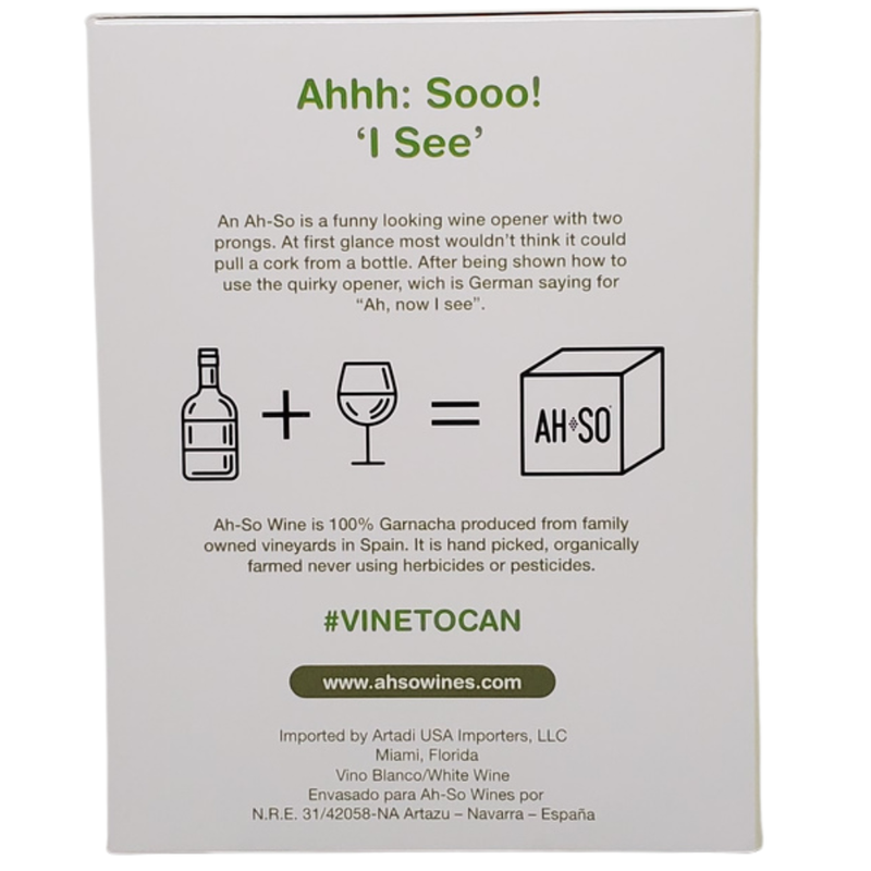 Ah-so Navarra Blanco white wine(Garnacha Blanca) 4pk 250ml cans