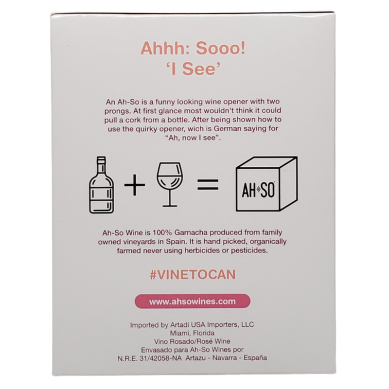 Ah-so Navarra Rose rose wine (Garnacha Rose) 4pk 250ml cans
