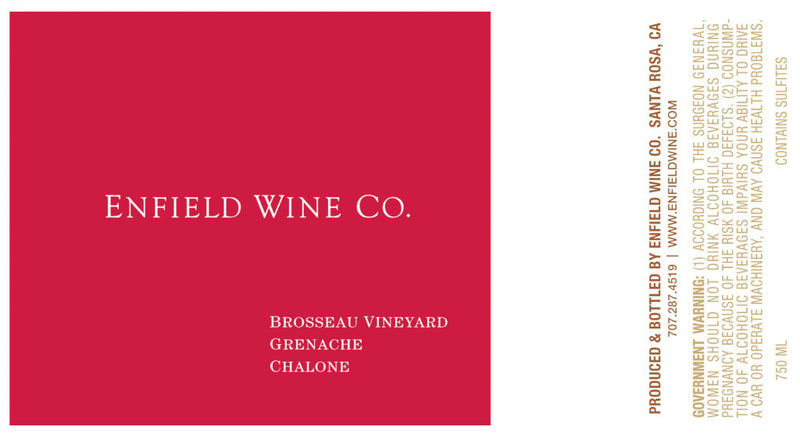 Enfield Wine Co. Grenache Brosseau Vineyard label