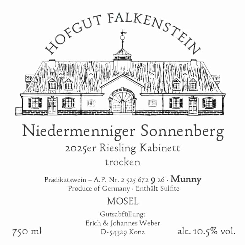 2025 Hofgut Falkenstein - Niedermenniger Sonnenberg Kabinett Trocken #9 Munny (750ml)