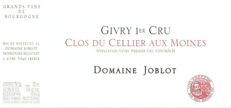 Joblot Givry Cellier aux Moines label