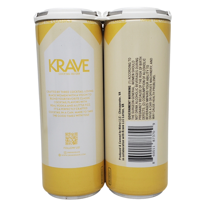 Krave Lemon Drop Cocktail Seltzer 4pk 12oz cans