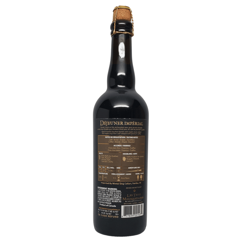 Les Trois Mousquetaires Microbrasseurs Dejeuner Imperial Grand Cuvee Imperial Stout aged in bourbon barrels 750ml