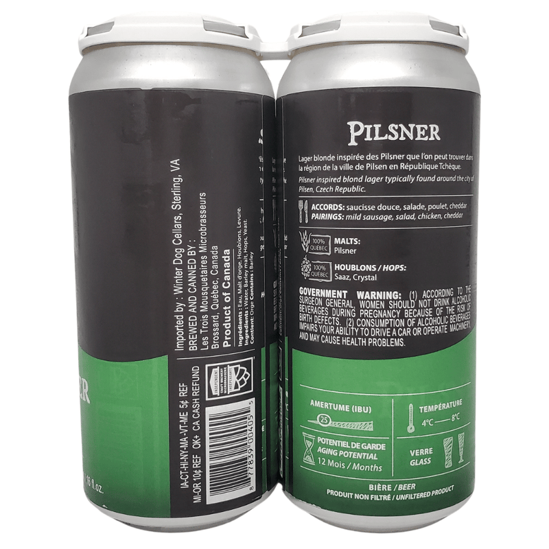 Les Trois Mousquetaires Microbrasseurs Pilsner 4pk 16oz cans